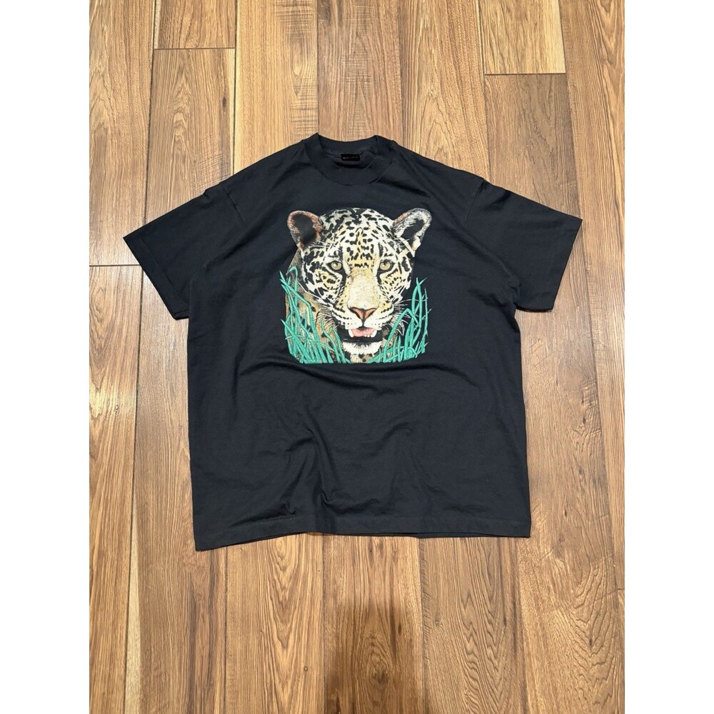 Vintage 90’s Cheetah Nature Single Stitch Graphic T-Shirt Size XL Black